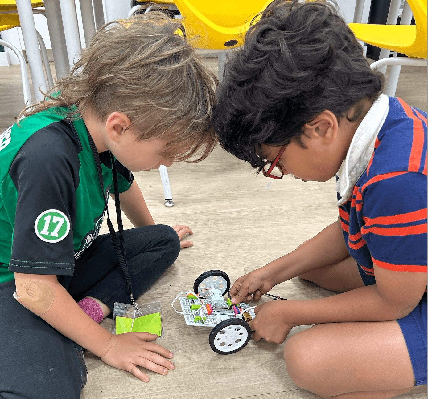 Students coding at camp